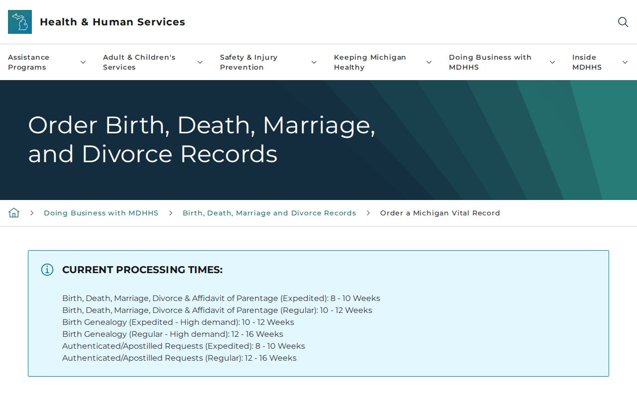 Rochester Hills residents directory Michigan vital record order options