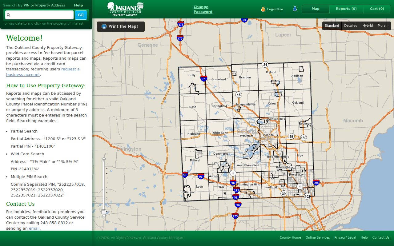 Rochester Hills residents directory Oakland County parcel search