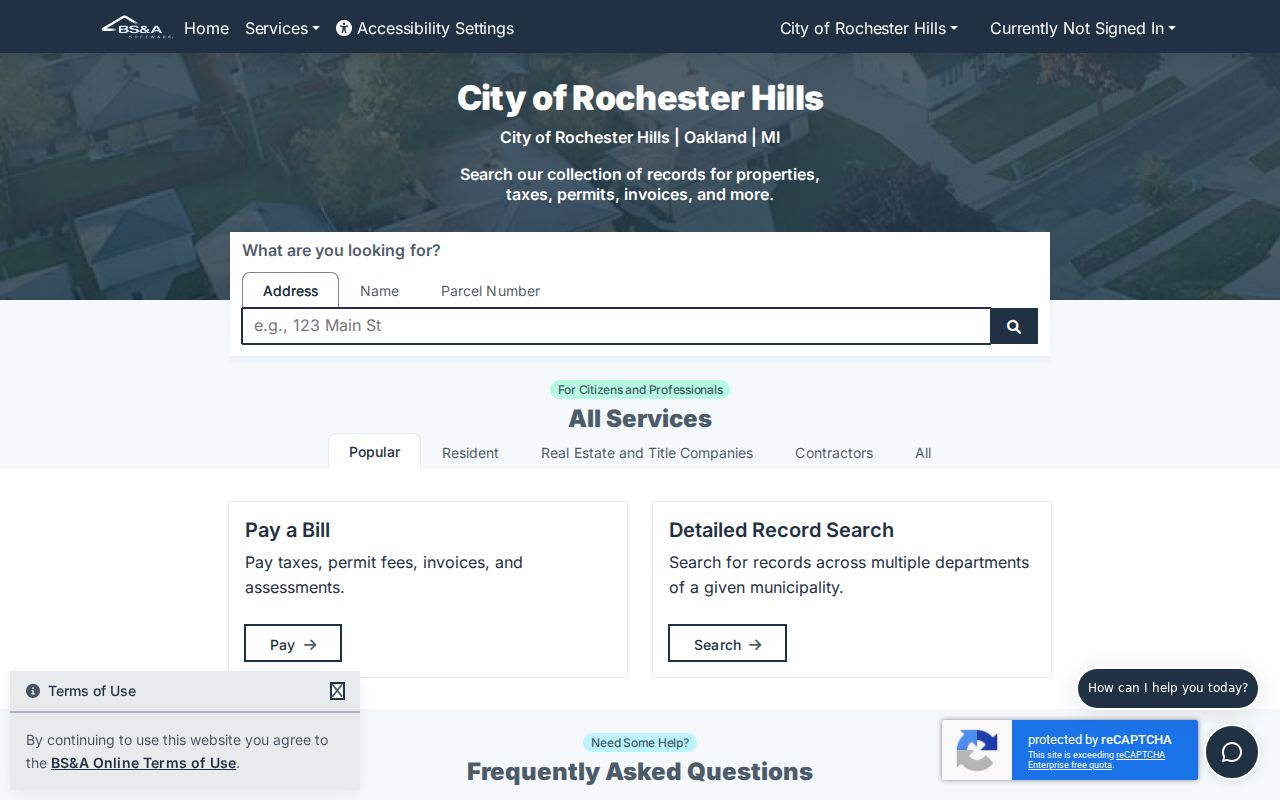 Rochester Hills residents directory BS&A public record services