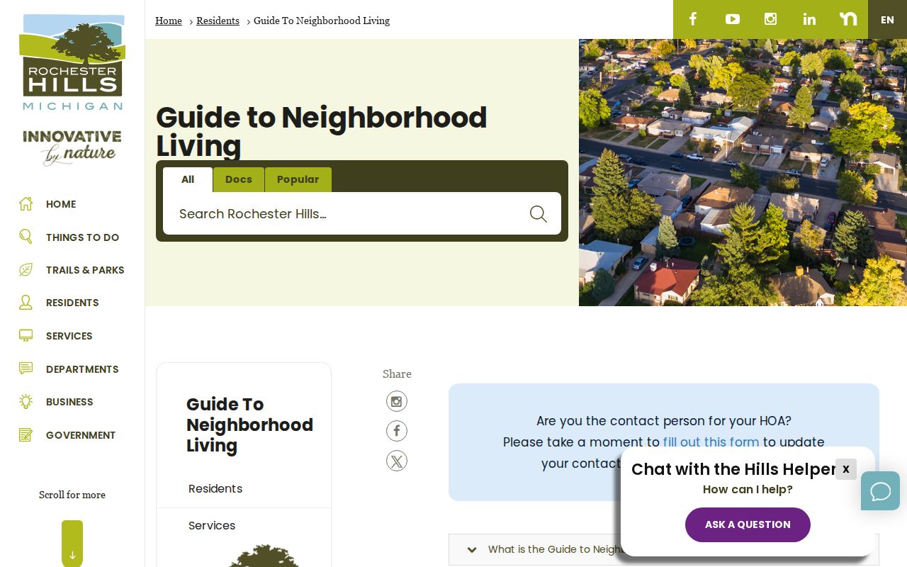 Rochester Hills neighbors neighborhood association guide