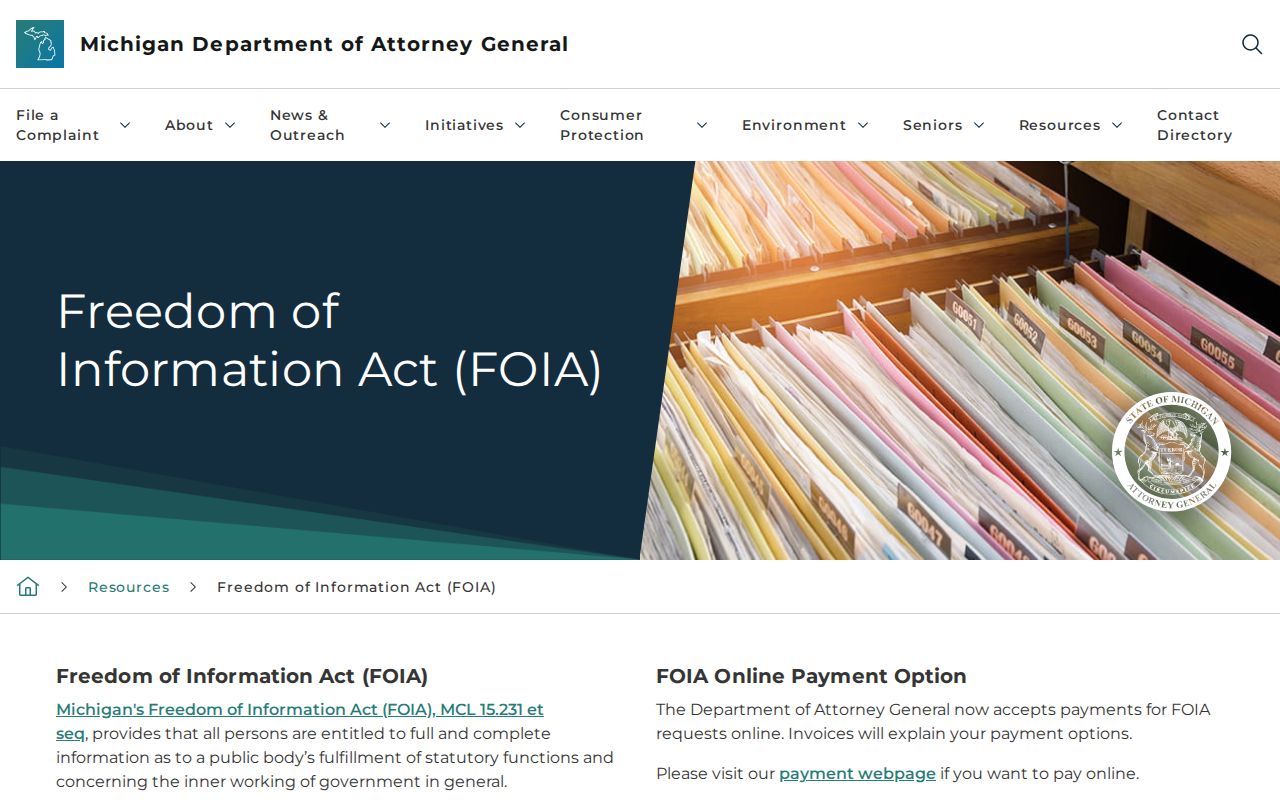 Rochester Hills previous residents Michigan FOIA request guidance
