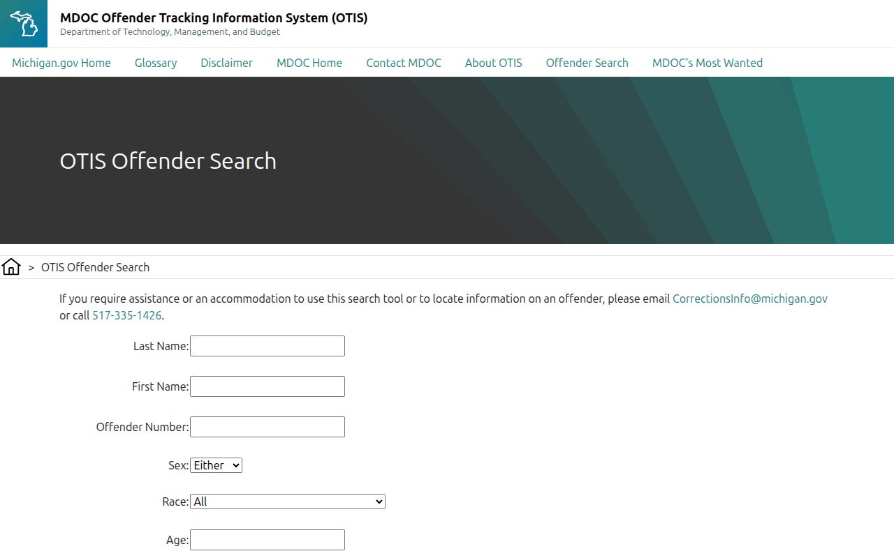 Rochester Hills resident lookup Michigan OTIS offender search fields