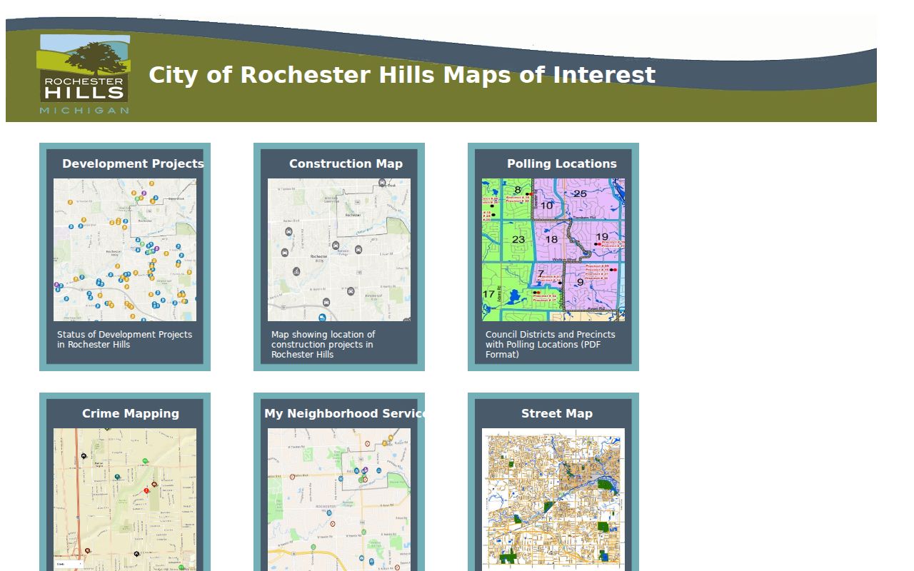 Rochester Hills street directory City Atlas map index